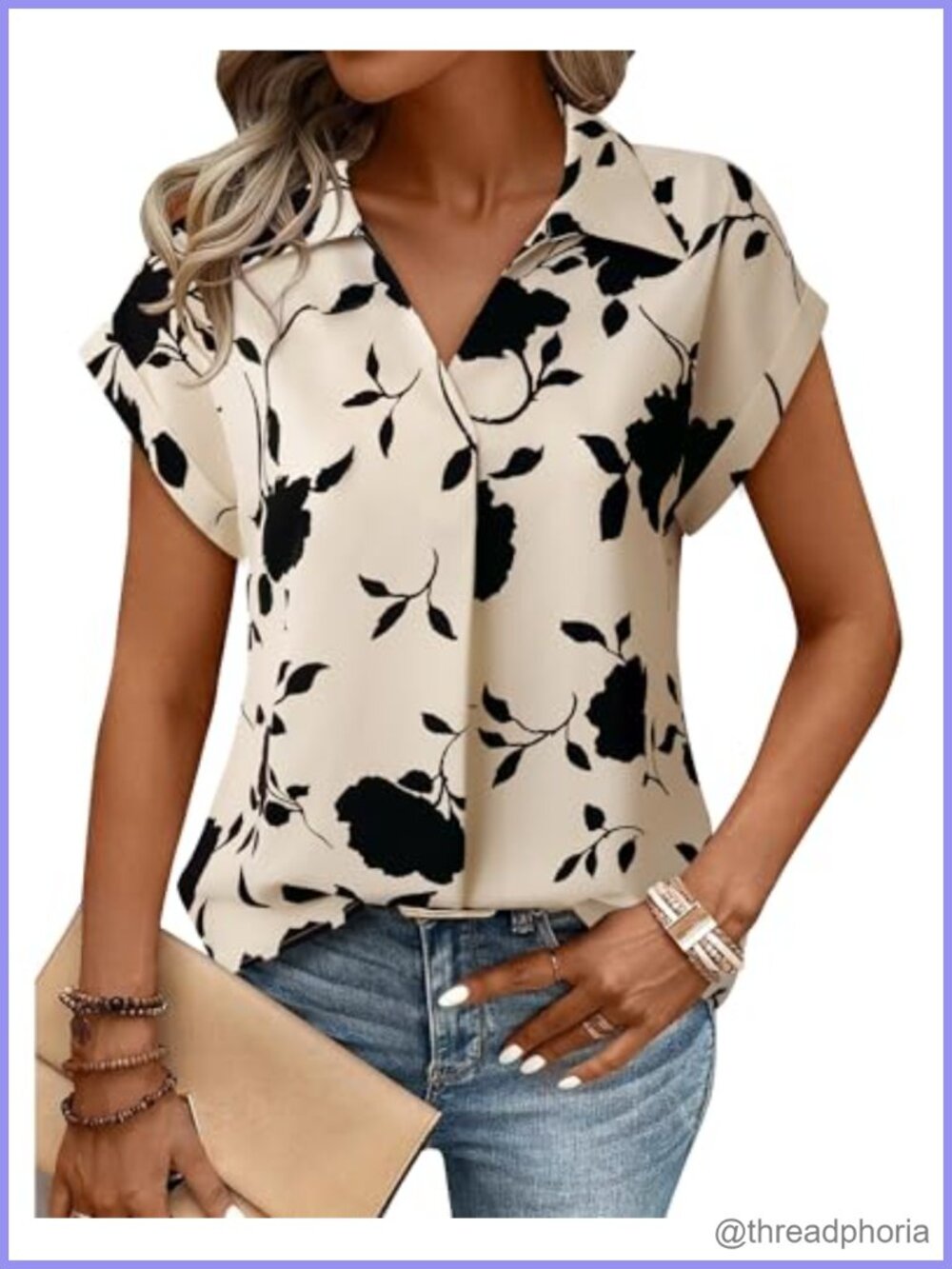 Women's Summer Work Blouse V Neck Short Sleeve Lapel Tunic Top